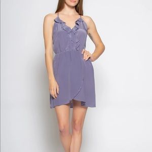 NEW Lavender Sleeveless Silk Ruffle Wrap Dress